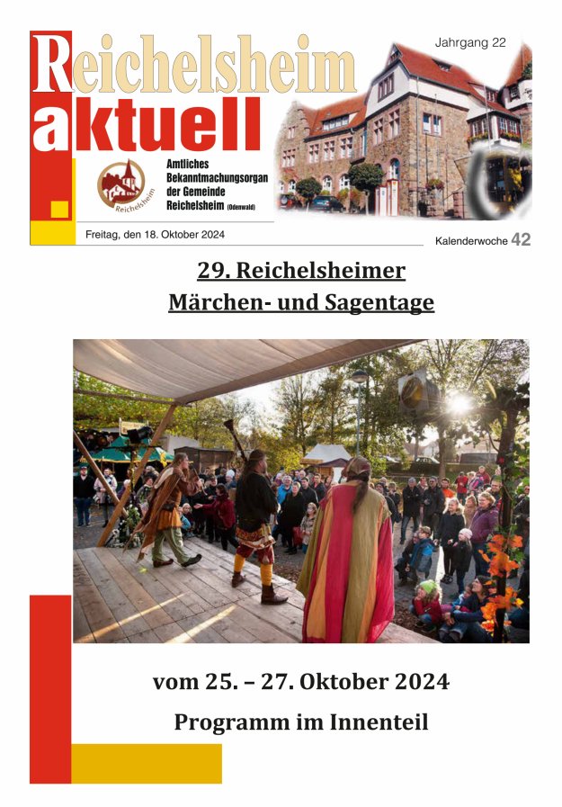 Reichelsheim aktuell - Amtsblatt der Gemeinde Reichelsheim(Odenwald) Titelblatt 42/2024