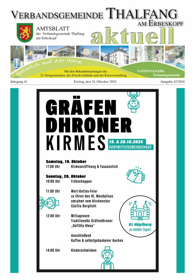 Thalfang aktuell - Amtsblatt VG Thalfang Titelblatt 42/2024