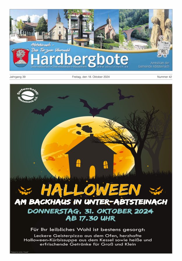 Hardbergbote - Mitteilungsblatt der Gemeinde Abtsteinach Titelblatt 42/2024