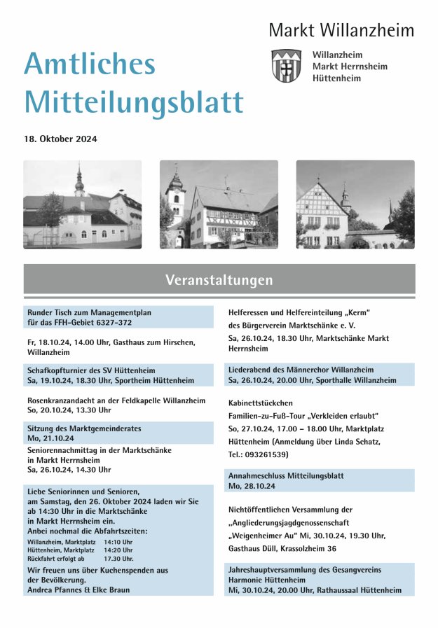 Amtliches Mitteilungsblatt des Marktes Willanzheim Titelblatt 21/2024
