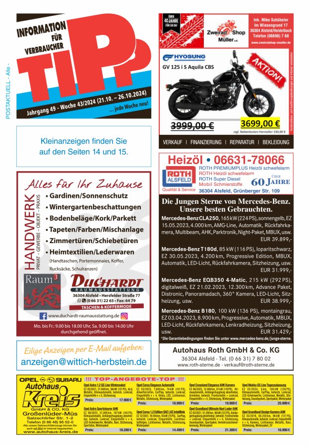 Tipp Vogelsberg Titelblatt 43/2024
