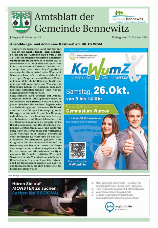 Amtsblatt der Gemeinde Bennewitz Titelblatt 10/2024