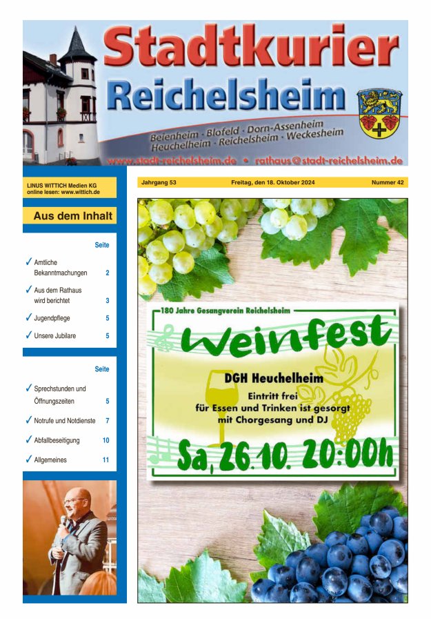 Stadtkurier Reichelsheim Titelblatt 42/2024