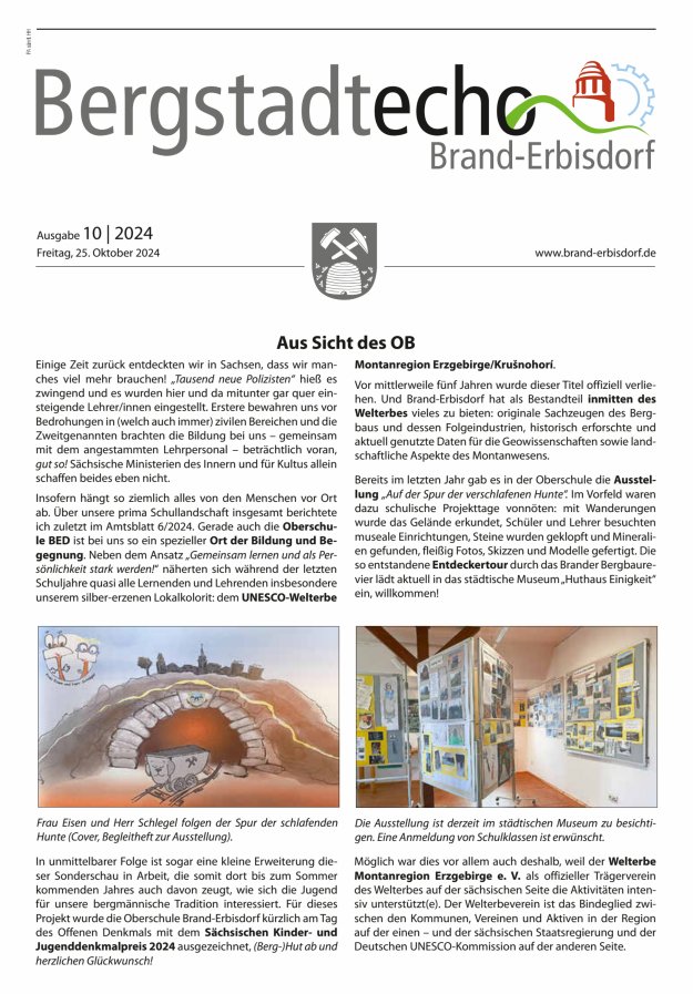 Bergstadtecho Brand-Erbisdorf Titelblatt 10/2024