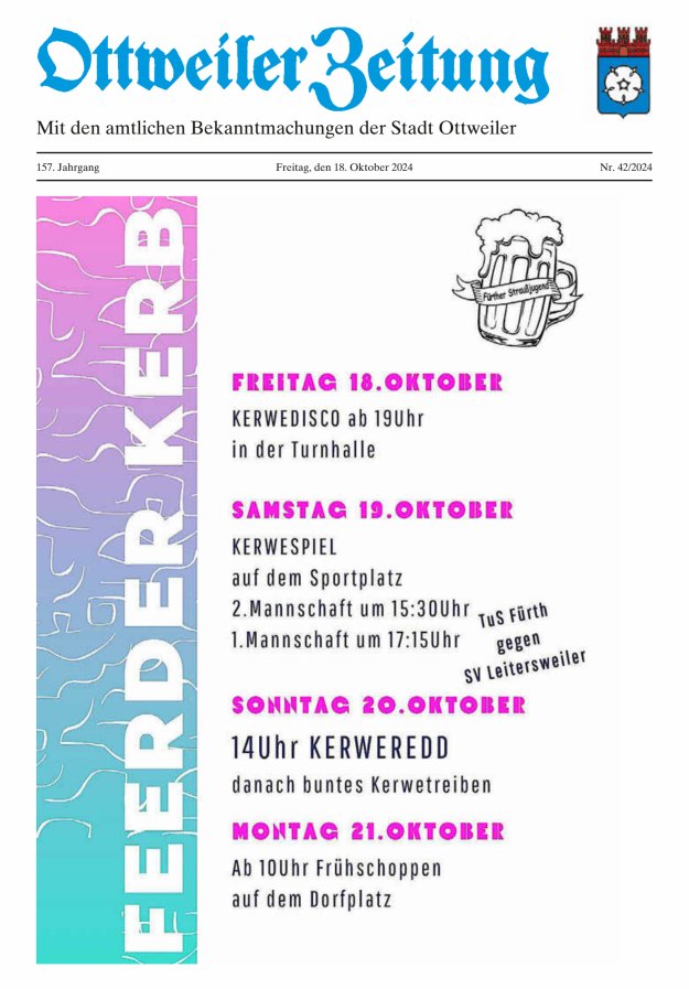 Ottweiler Zeitung Titelblatt 42/2024