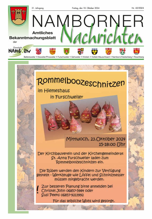 Namborner Nachrichten Titelblatt 42/2024