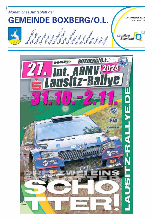 Monatliches Amtsblatt der Gemeinde Boxberg/O.L. Titelblatt 10/2024