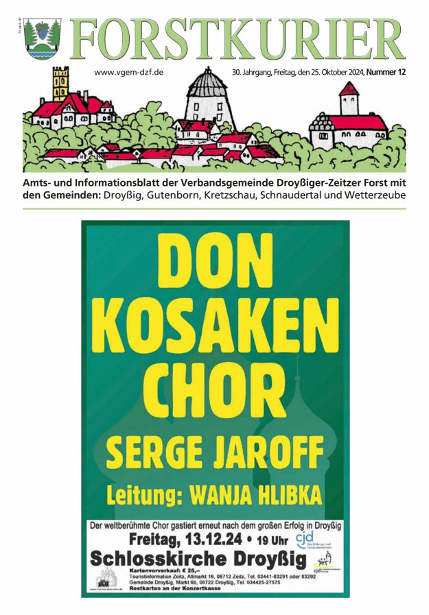 Forstkurier Amts- u. Informationsblatt VG Droyßiger-Zeitzer Forst Titelblatt 12/2024
