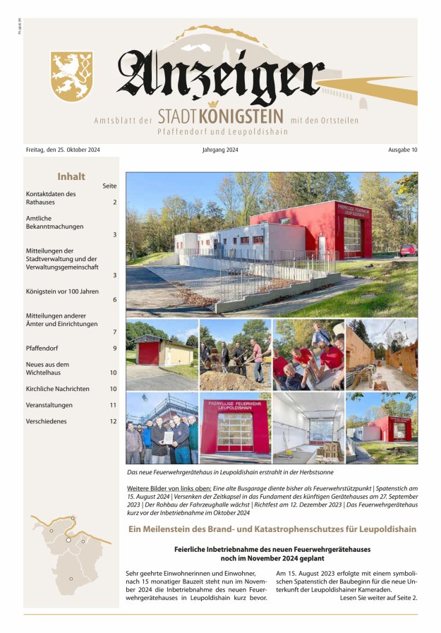 Amtsblatt der Stadt Königstein Titelblatt 10/2024