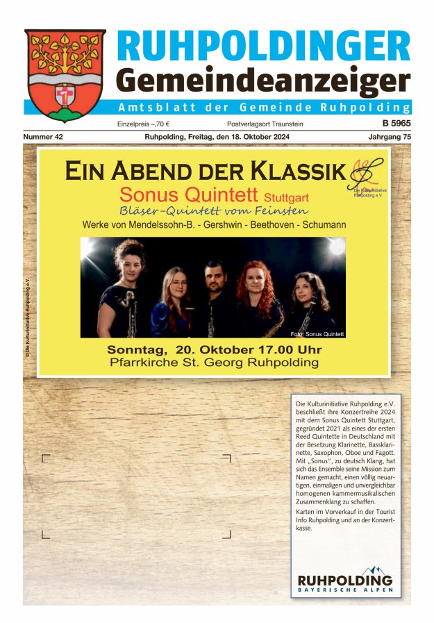 Ruhpoldinger Gemeindeanzeiger Titelblatt 42/2024