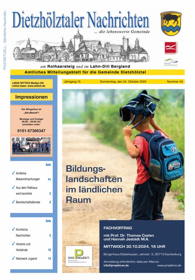 Dietzhölztaler Nachrichten Titelblatt 43/2024