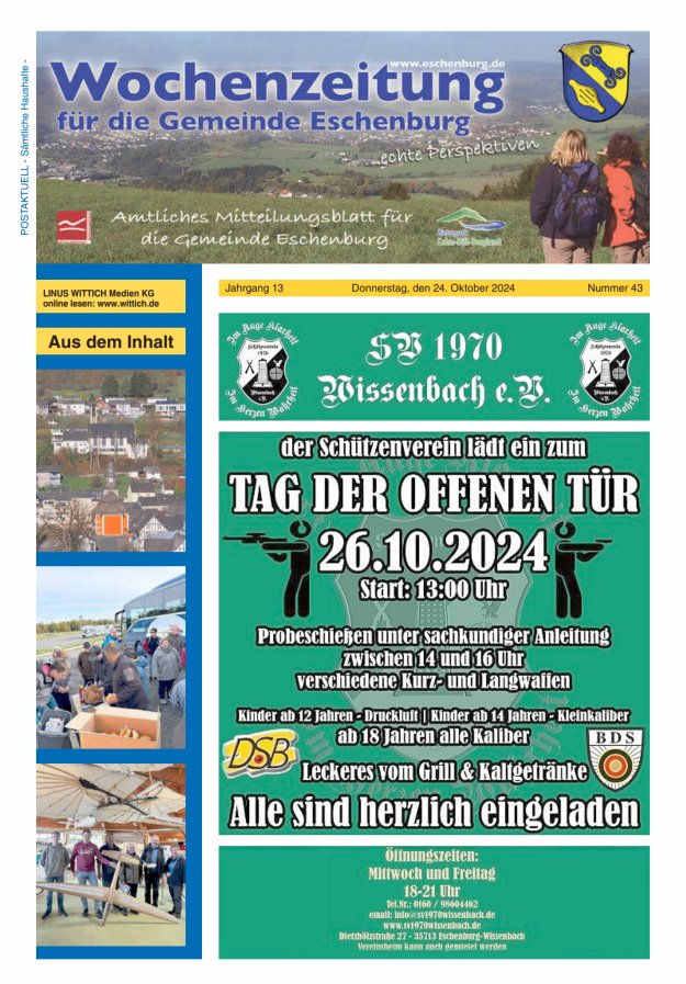 Wochenzeitung für die Gemeinde Eschenburg Titelblatt 43/2024