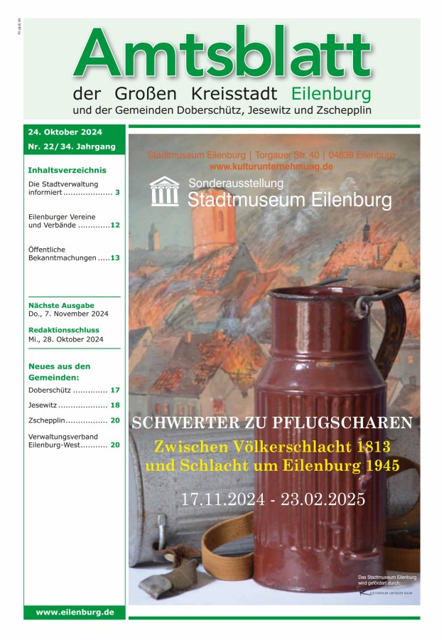 Muldespiegel und Amtsblatt der Großen Kreisstadt Eilenburg und der Gemeinden Titelblatt 22/2024