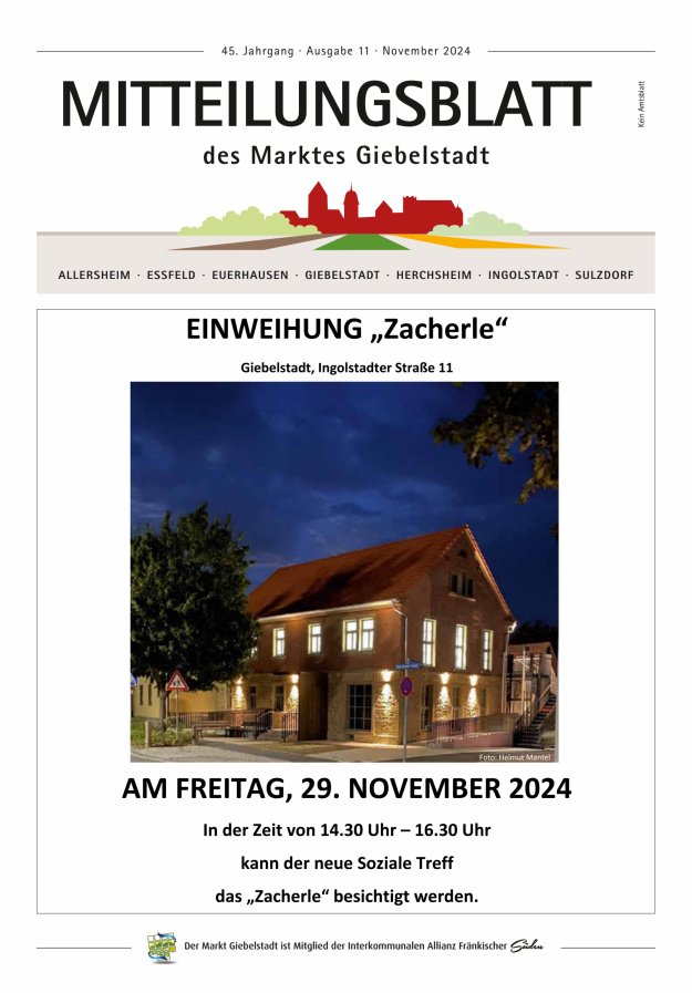 Mitteilungsblatt des Marktes Giebelstadt Titelblatt 11/2024