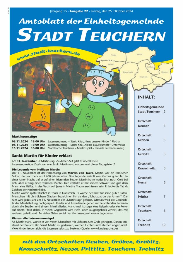 Amtsblatt der Einheitsgemeinde Stadt Teuchern Titelblatt 22/2024