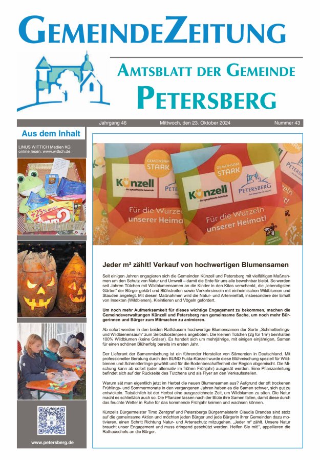 Amtsblatt Blickpunkt Petersberg Titelblatt 43/2024