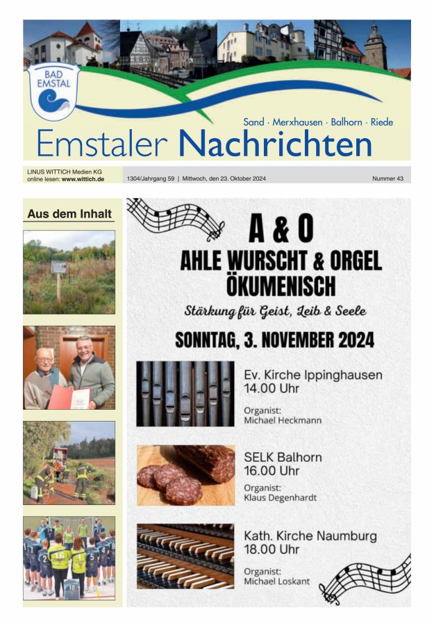 Emstaler Nachrichten Titelblatt 43/2024