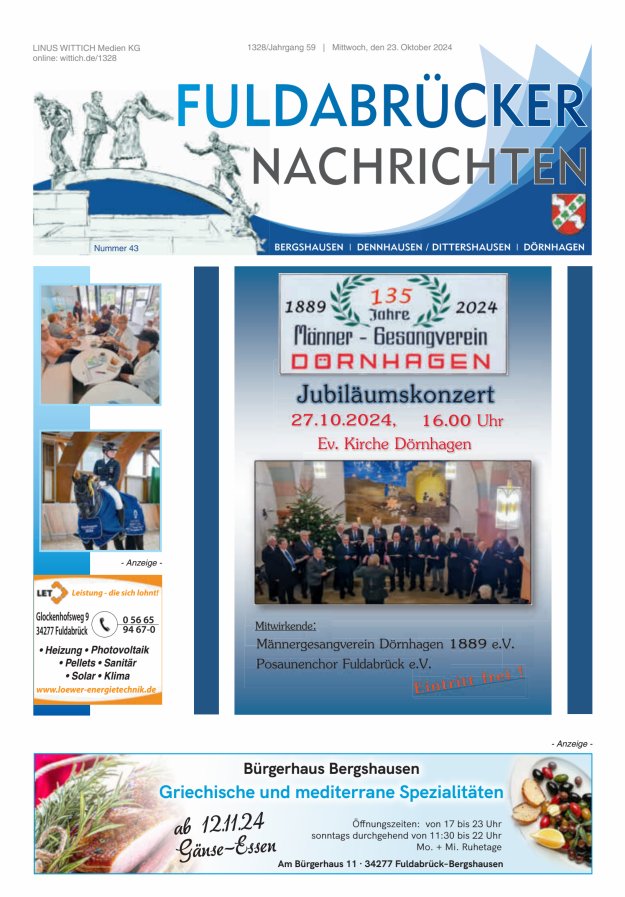Fuldabrücker Nachrichten Titelblatt 43/2024