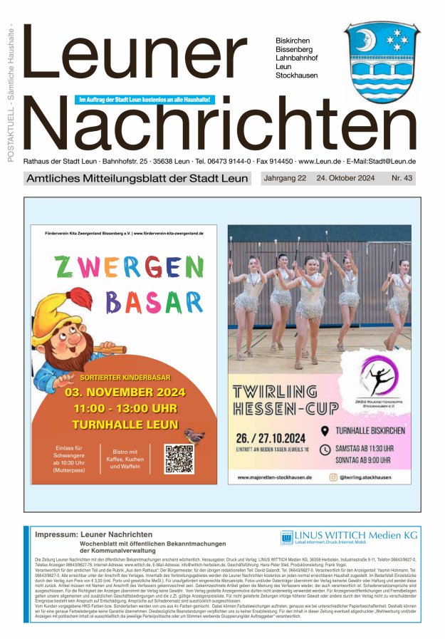 Leuner Nachrichten Titelblatt 43/2024