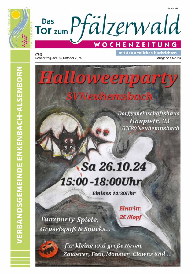 Das Tor zum Pfälzer Wald - VG Enkenbach-Alsenborn Titelblatt 43/2024