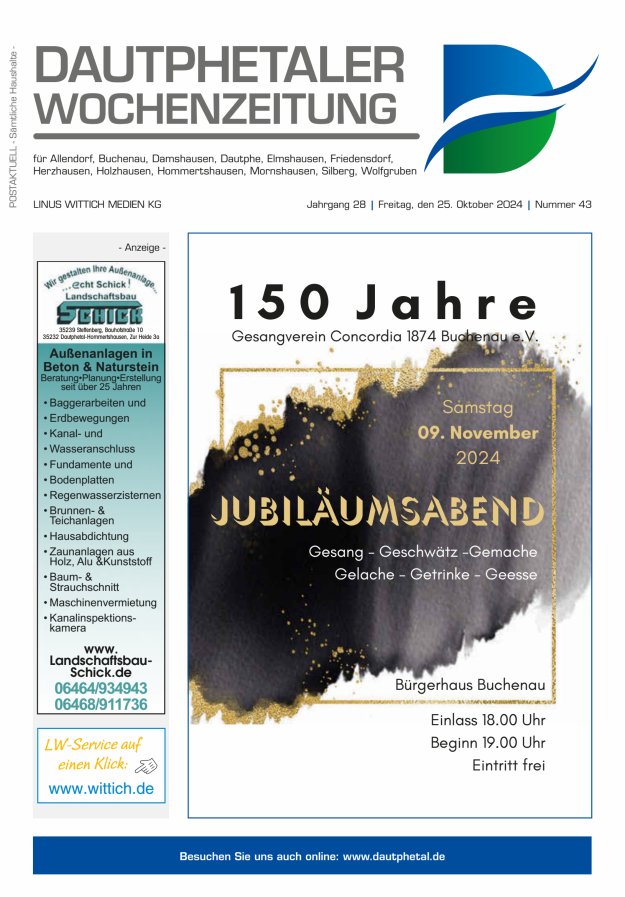 Dautphetaler Wochenzeitung Titelblatt 43/2024