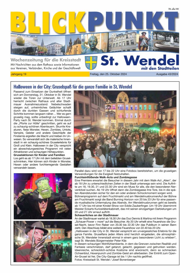 Blickpunkt St Wendel Titelblatt 43/2024