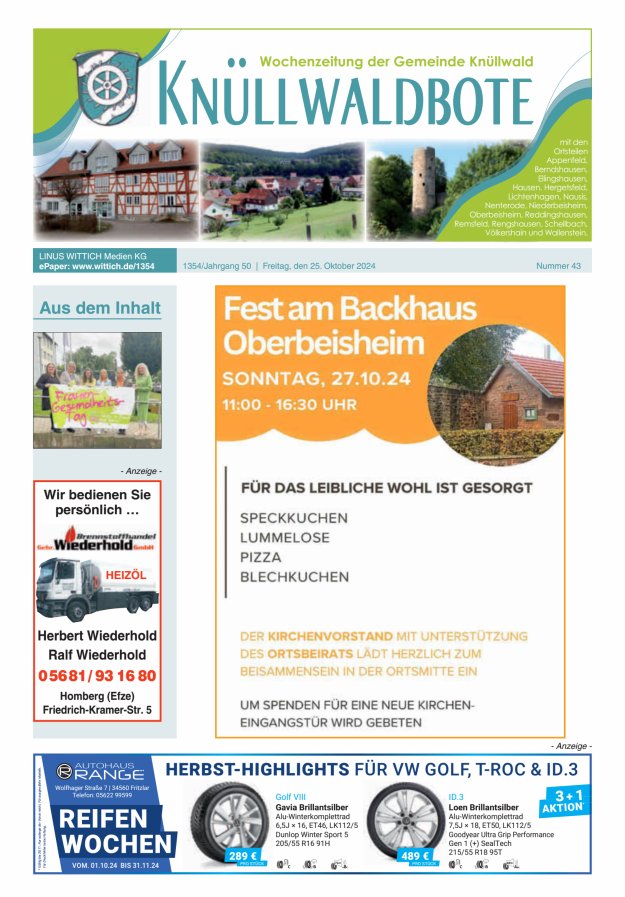 Knüllwaldbote Titelblatt 43/2024