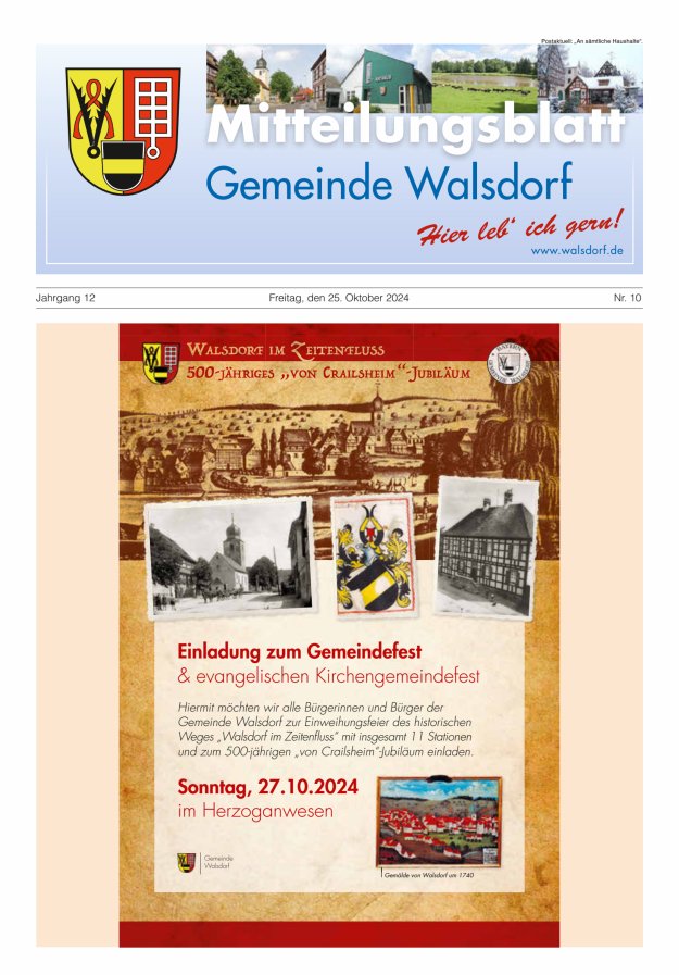 Mitteilungsblatt Gemeinde Walsdorf Titelblatt 10/2024