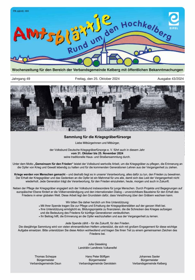 Amtsblättje - Rund um den Hochkelberg Titelblatt 43/2024
