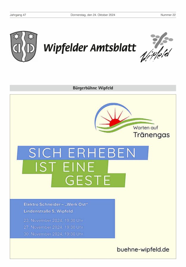 Wipfelder Amtsblatt Titelblatt 22/2024