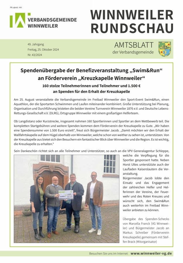 Winnweiler Rundschau Titelblatt 43/2024