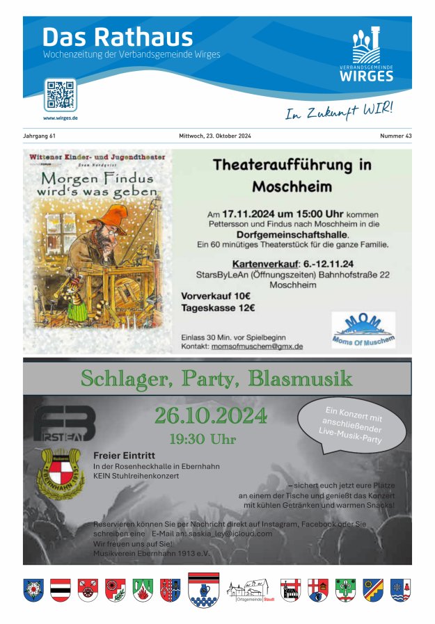 Das Rathaus - Informationen für die Bürger in der VG Wirges Titelblatt 43/2024