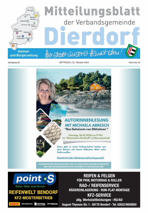 Mitteilungsblatt der Verbandsgemeinde Dierdorf Titelblatt 43/2024