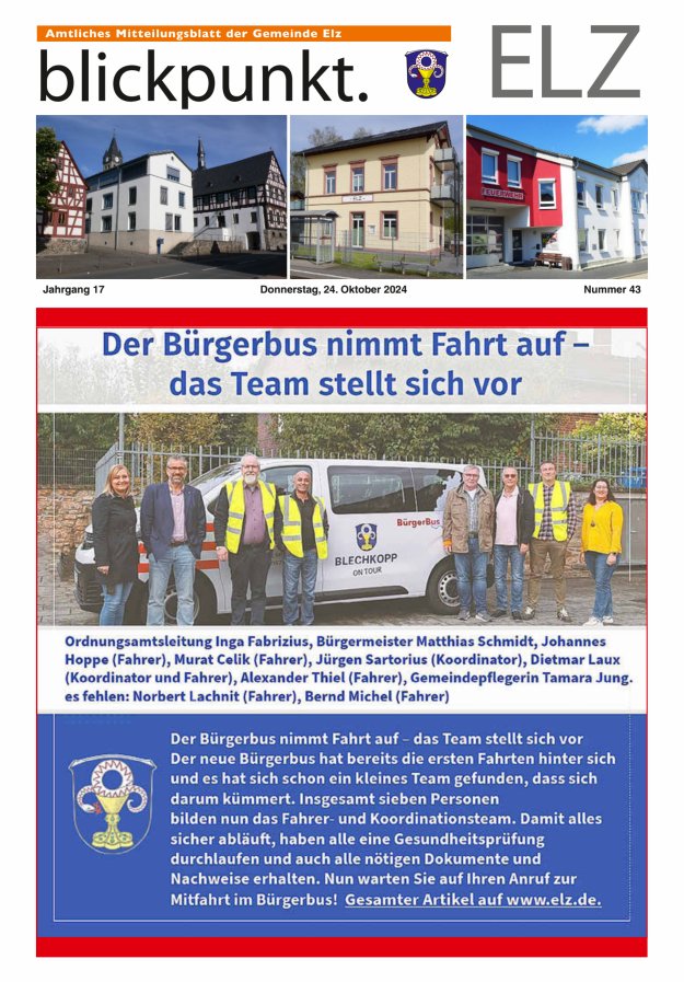 Blickpunkt Elz Titelblatt 43/2024