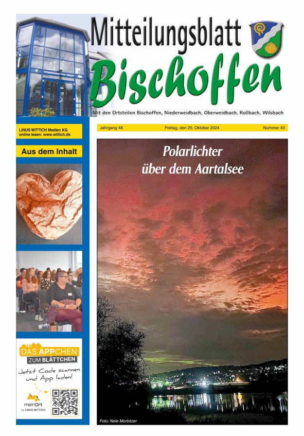 Mitteilungsblatt für die Gemeinde Bischoffen Titelblatt 43/2024