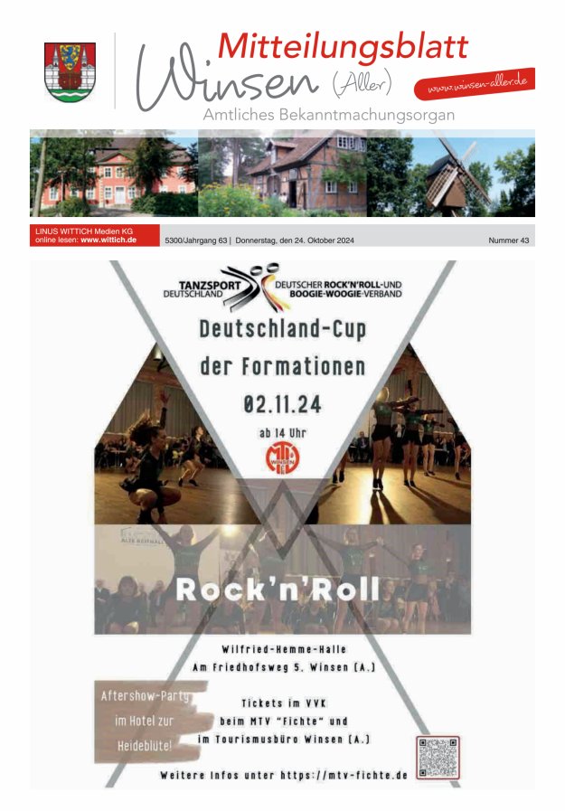 Mitteilungsblatt der Gemeinde Winsen Titelblatt 43/2024
