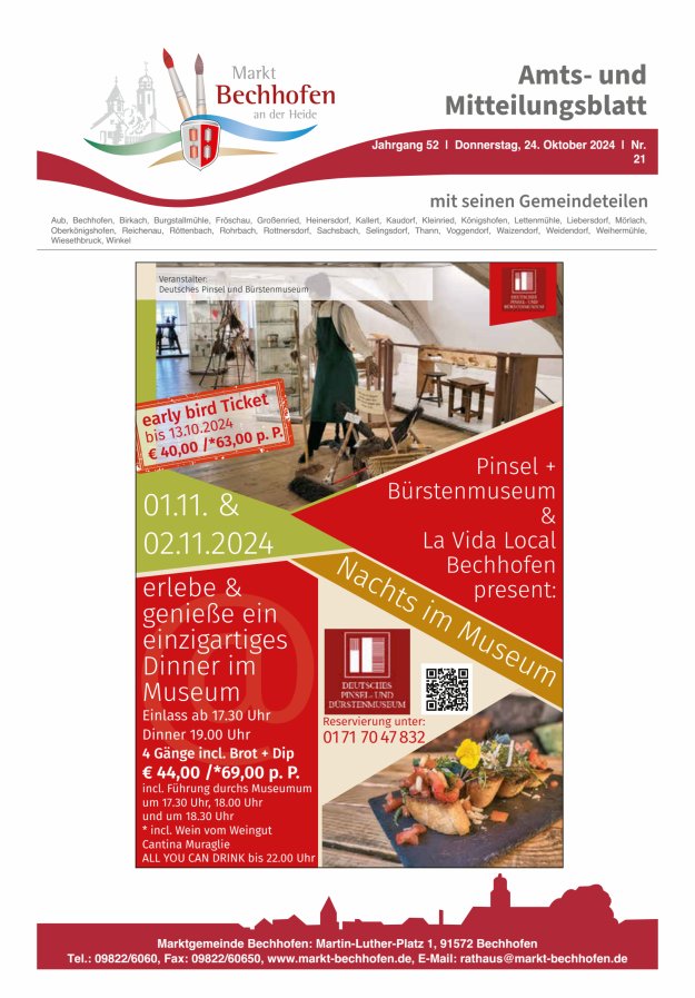 Amts- und Mitteilungsblatt für den Markt Bechhofen Titelblatt 21/2024