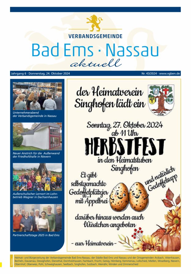 Bad Ems-Nassau aktuell Ausgabe Nassau Titelblatt 43/2024
