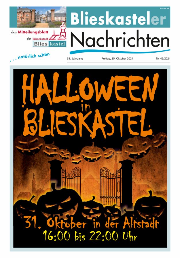 Blieskasteler Nachrichten  Titelblatt 43/2024