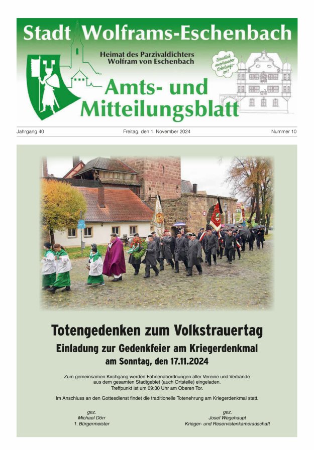 Amts- und Mitteilungsblatt Stadt Wolframs-Eschenbach Titelblatt 10/2024