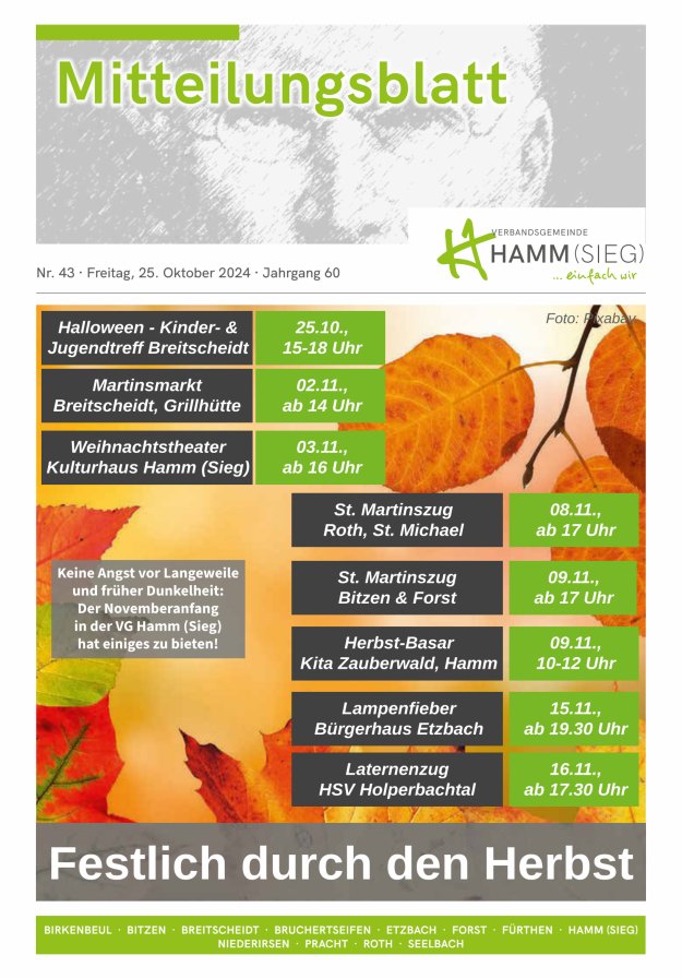 Mitteilungsblatt Hamm (Sieg) Titelblatt 43/2024