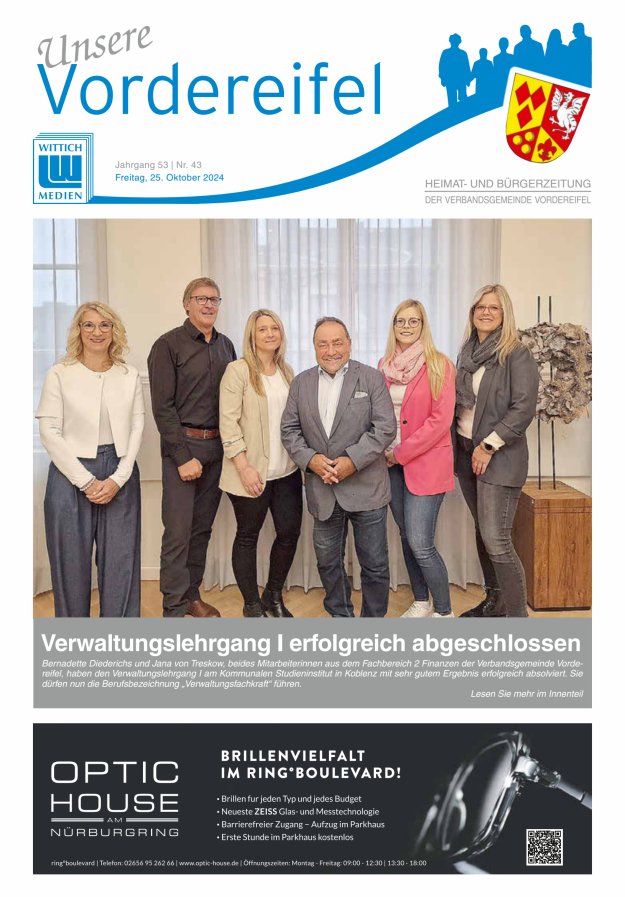 Mitteilungsblatt Vordereifel - Heimat- u Bürgerzeitung der VG Vordereifel Titelblatt 43/2024