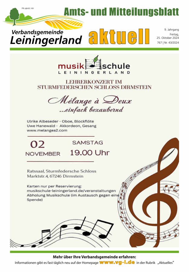 VG Leiningerland aktuell Titelblatt 43/2024