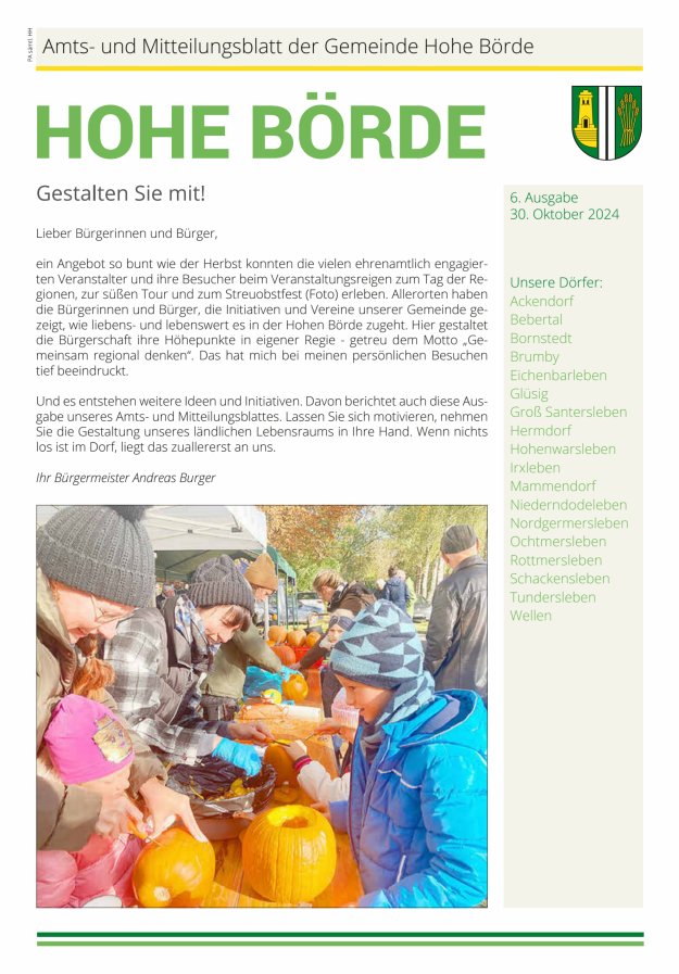 Amts- und Mitteilungsblatt der Gemeinde Hohe Börde Titelblatt 06/2024