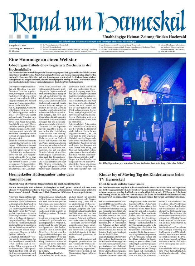 Rund um Hermeskeil Titelblatt 43/2024