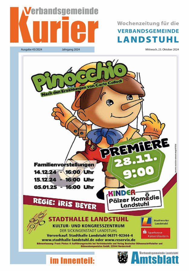 Verbandsgemeinde Kurier Landstuhl Titelblatt 43/2024