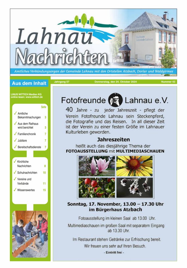 Lahnau Nachrichten Titelblatt 43/2024