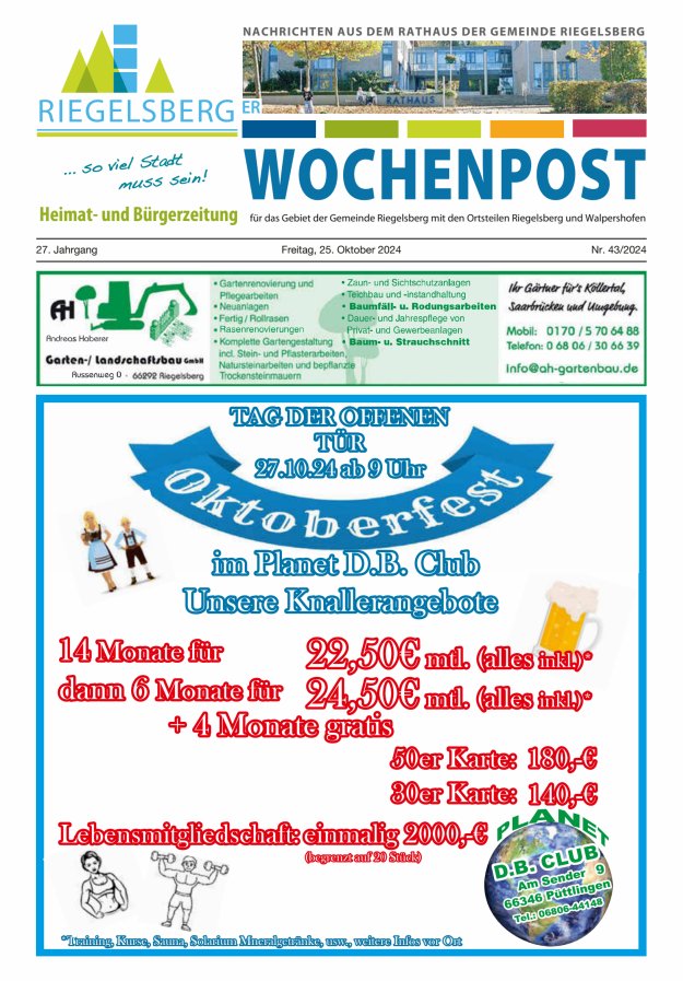 Riegelsberger Wochenpost Titelblatt 43/2024