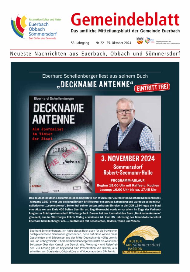 Gemeindeblatt der Gemeinde Euerbach Titelblatt 22/2024