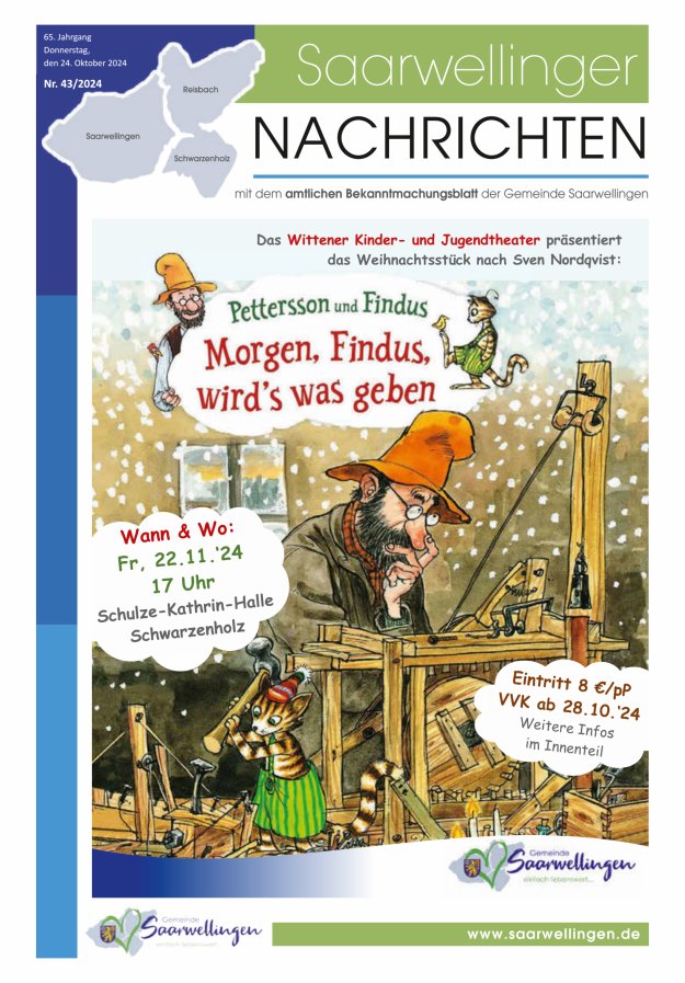 Saarwellinger Nachrichten Titelblatt 43/2024